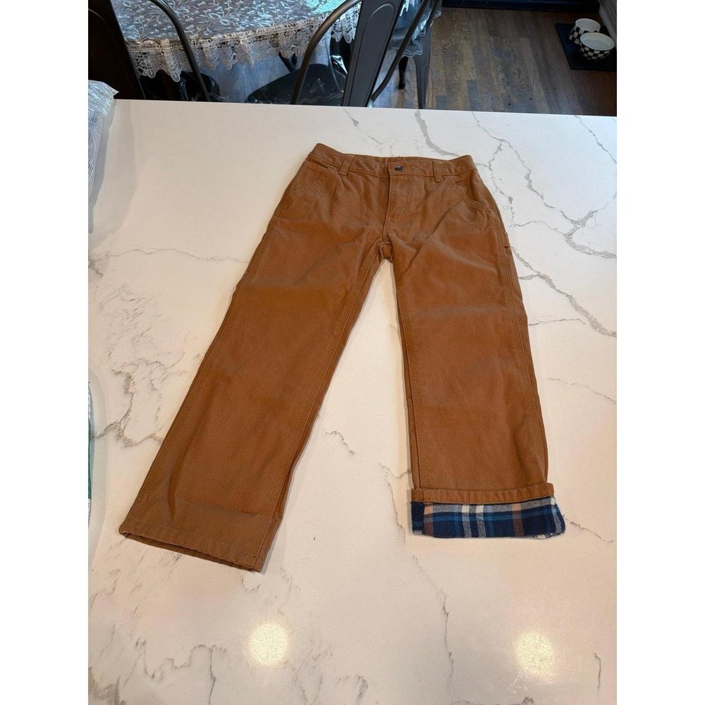Carhartt duck canvas dungarees featuring a flannel lining boys 6